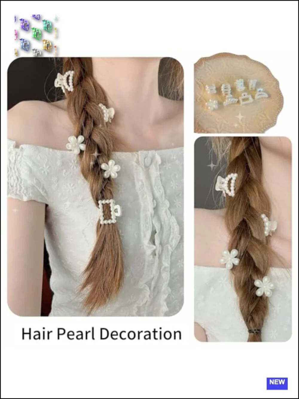8pcs French Mini Pearl Hair Clips for Women Cute Claw Clips Non Slip Hair